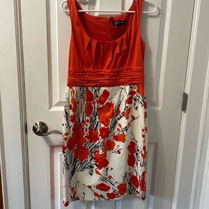 JNY sheath dress size 8 abstract floral print multi coral